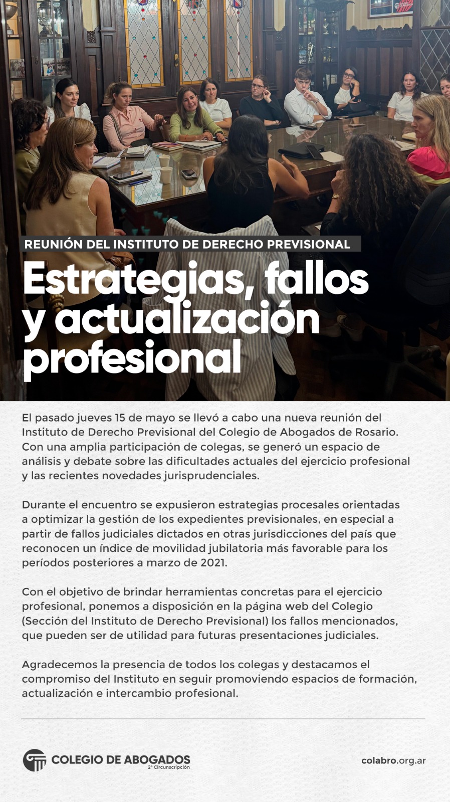 Reunión del Instituto de Derecho Previsional: Estrategias, fallos y actualización profesional  - Jueves 15/05/2025